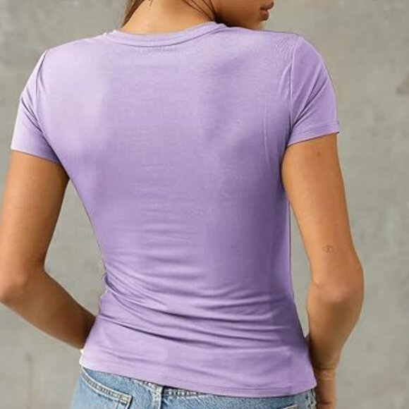 Amazon Short Sleeve Tops Crew Neck Lavender and Royal Blue BUNDLE Sz M/L NWT - Picture 3 of 15